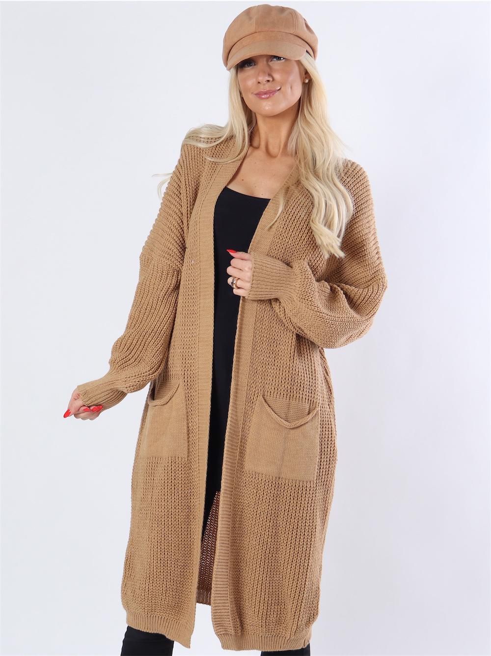 Birla - Armygrøn lækker strikcardigan i oversized look